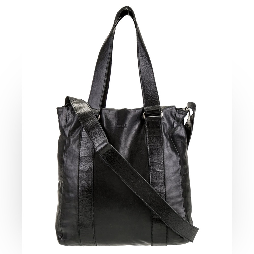 RUDSAK Black Leather Shoulder Tote Bag